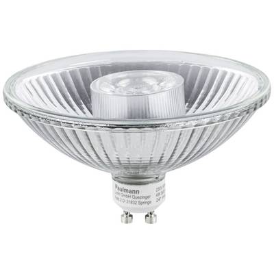 En GU5.3-halogenlampan med reflekterande glas; undersidan visar sockeltypen.