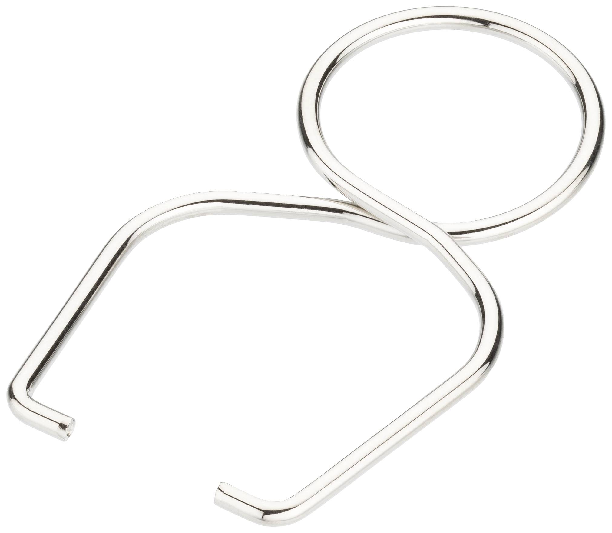 En metallisk flasköppnare i form av en stiliserad figur på ljus bakgrund.