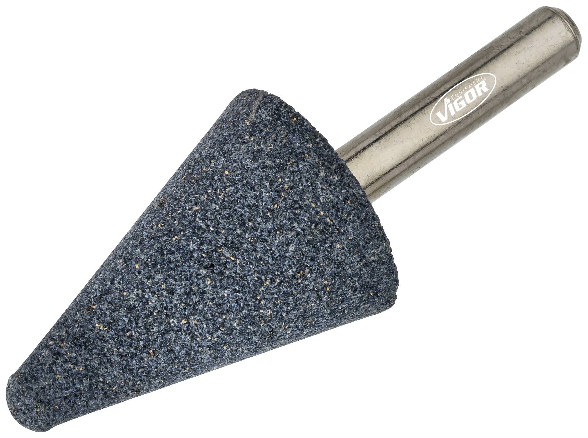 En konisk slipningsaufsats av blått slipningsmaterial med ett metallskaft.