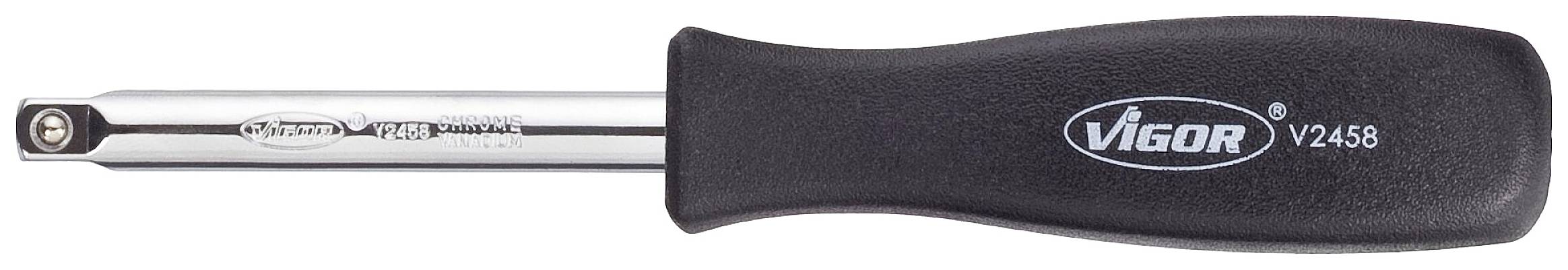 En stiftmutteradapter med svart handtag och silvermetallstång, där det står 'Vigor V2458', särskilt avsedd för verktygsapplikationer.