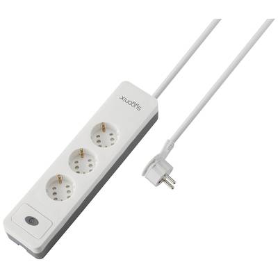 Sygonix SY-5145330 Förgreningsdosa med brytare 6x Vit, Grå Skyddskontakt 1 st