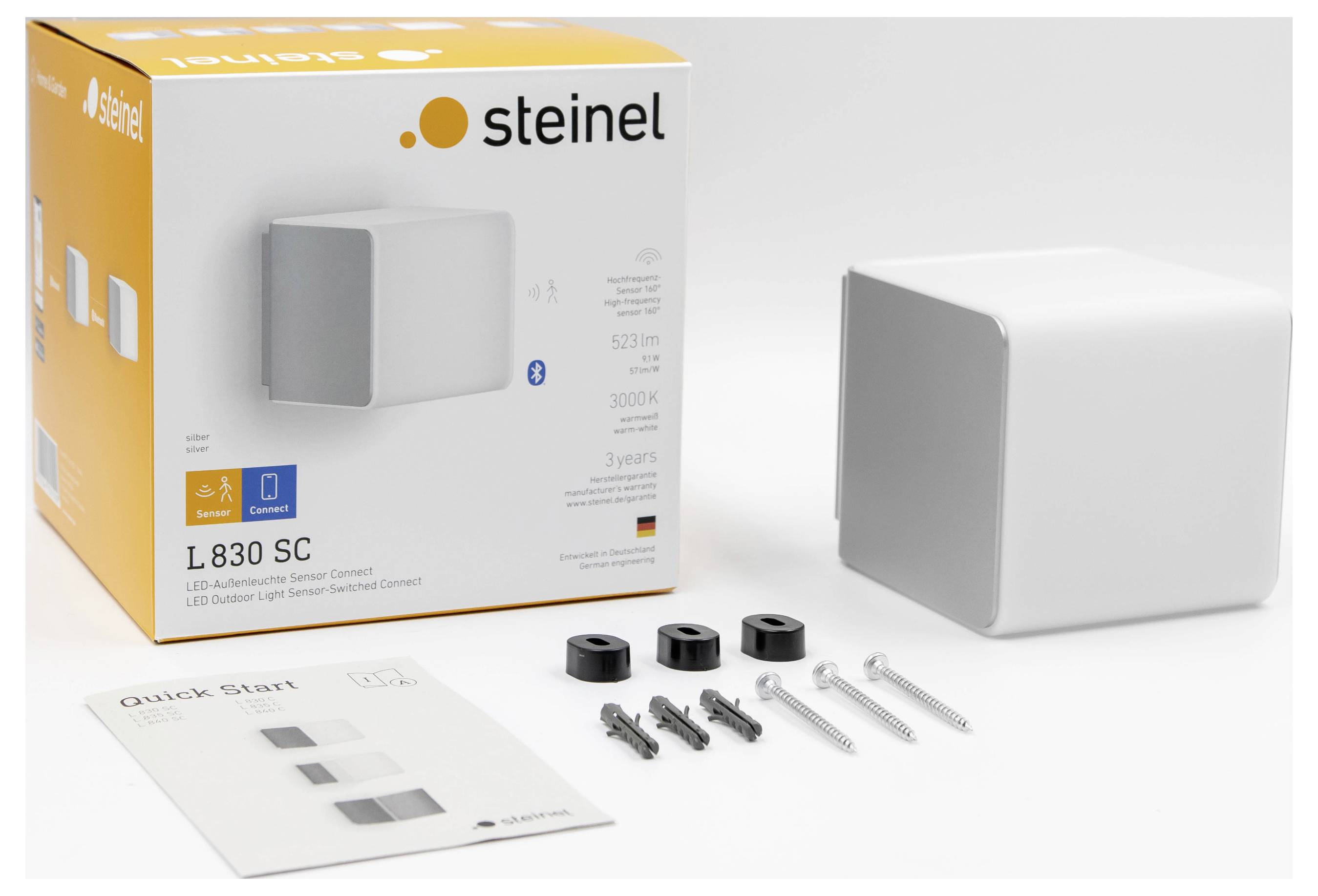 Steinel L 830 SC SI 055509 Utomhusväggbelysning med rörelsedetektor LED utan 9.1 W Silver-6