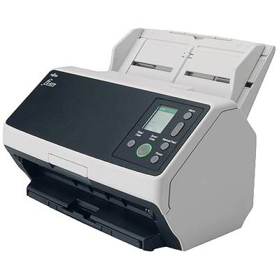 En stationär dokumentscanner i grått och svart med knappsats och display, lämplig för scanning av dokument på kontor.