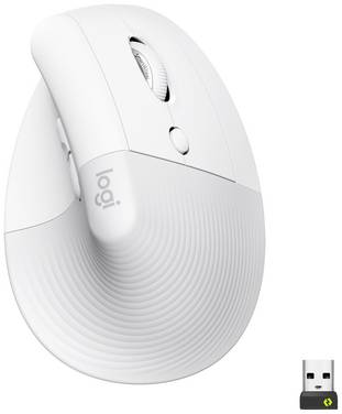 Logitech Lift Vertical Ergonomic Mouse  Ergonomisk mus Bluetooth, Trådlös   Optisk Vit 6 Knappar 4000 dpi Ergonomisk