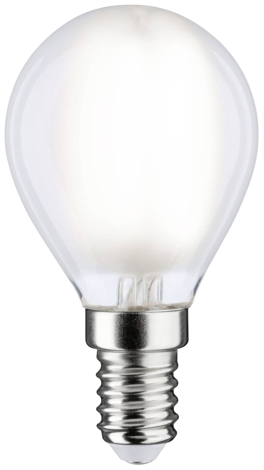 Glödlampa med klart glas och metallfattning, fotograferad i profil, mot ljus bakgrund.
