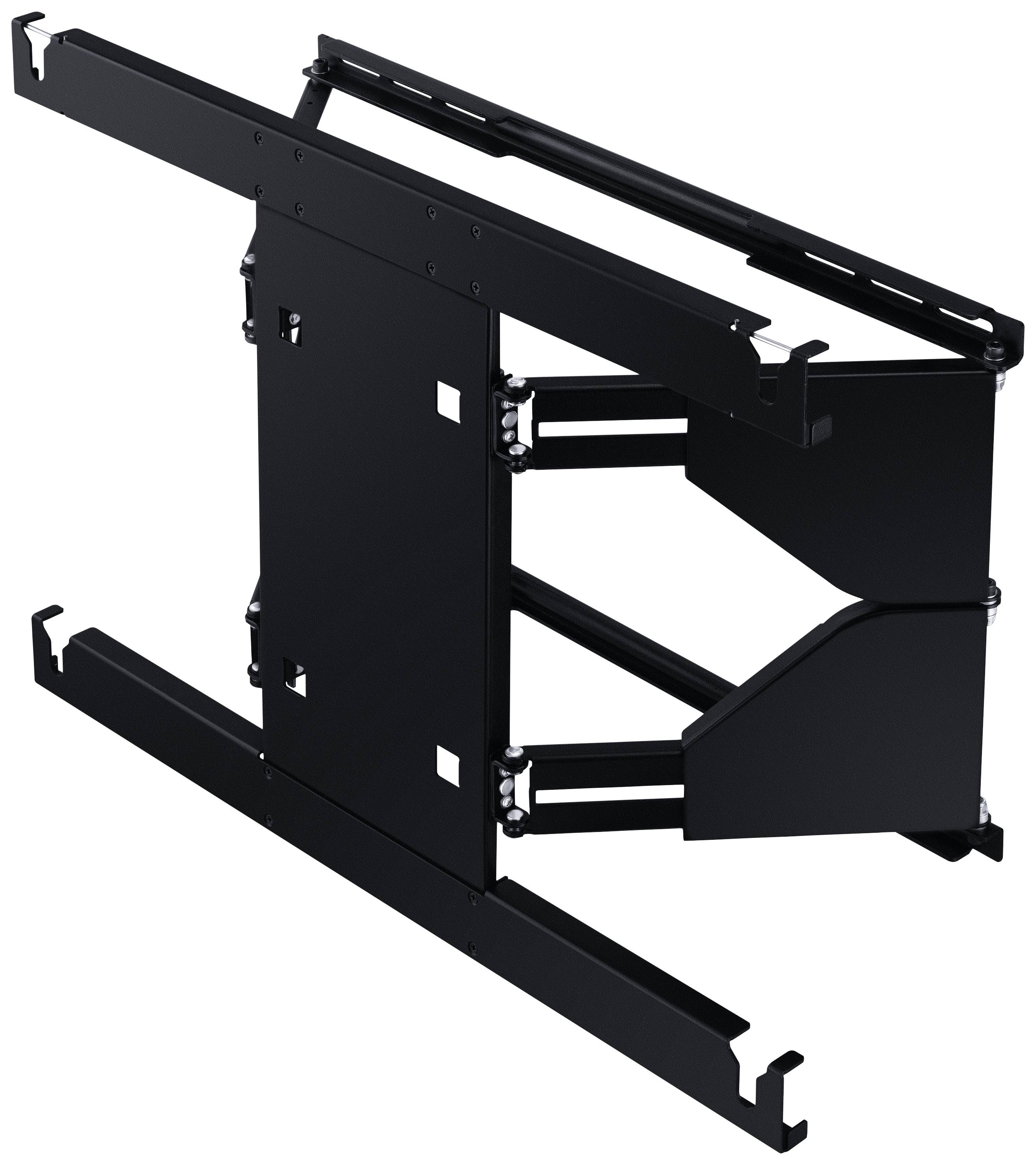 Svart, justerbar fäste för TV eller skärmmontage på väggar. Robust och funktionell för olika skärmstorlekar.