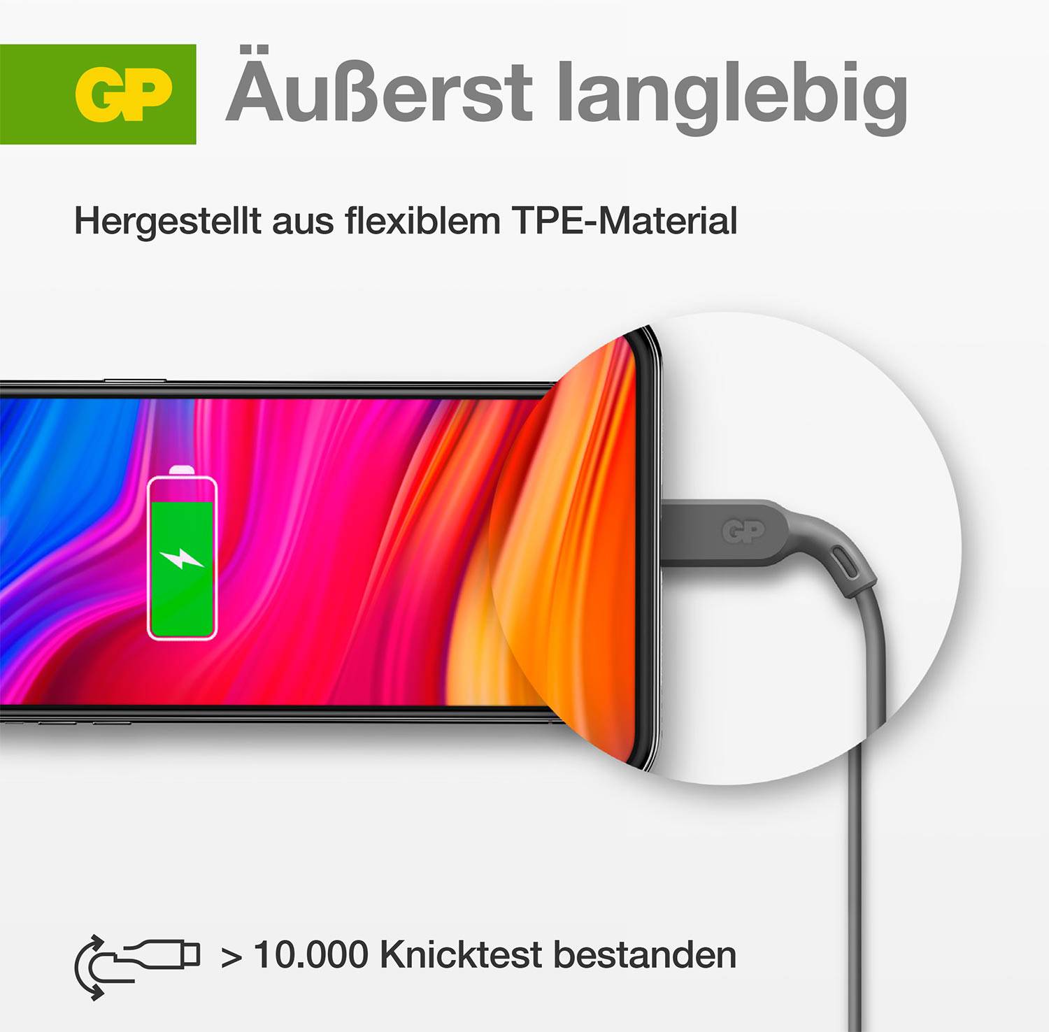GP USB-laddningskabel USB 2.0 USB-C®-kontakt, Apple Lightning kontakt 1.00 m Grå GPCBCL1PGYUSB221-8