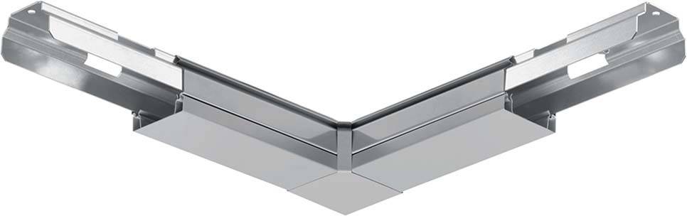 Metallisk, speglande ytterhorn i en geometrisk design. Reflektioner synliga, lämplig för modern arkitektur eller interiör.