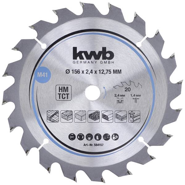 kwb  584157 Hårdmetall cirkelsågklinga 156 x 12.75 mm  1 st