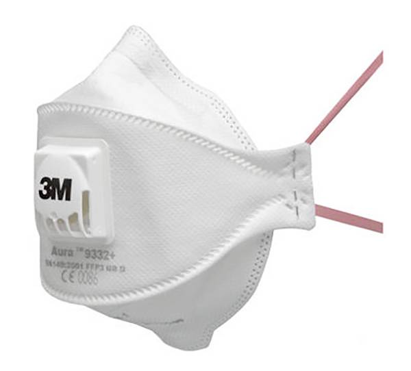 3M Aura™ 9332+ Dammskyddsmask med ventil FFP3 D 10 st EN 149:2001, EN 149:2009 DIN 149:2001, DIN 149:2009
