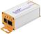 Orange-vit PoE-transceiver märkt med 'G.UTP 2Gbps PoE over UTP Transceiver'. Har anslutningar för TWP och PoE.