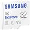 Samsung PRO Endurance 32GB microSD-kort med hastighetsklass U1 och V10, lämpligt för hög uthållighet och prestanda.