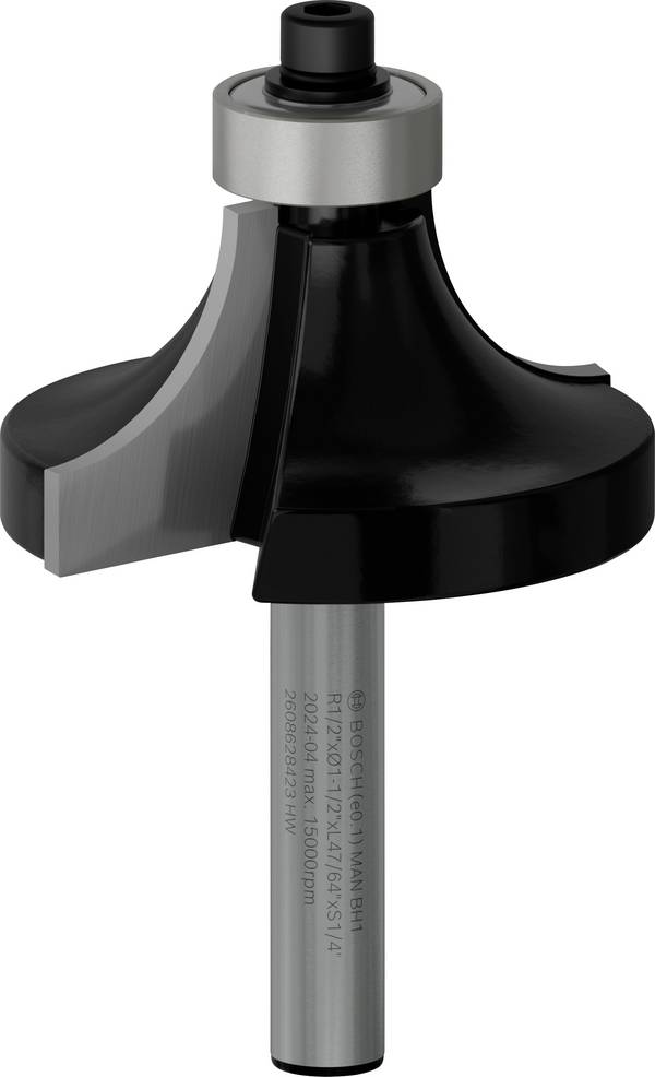 Bosch Accessories 2608628423 Avrundningsfräs HM   Längd 60 mm Mått - Diameter Ø 38.1 mm Effektiv längd 18.6 mm Skaft-Ø 6.35 mm