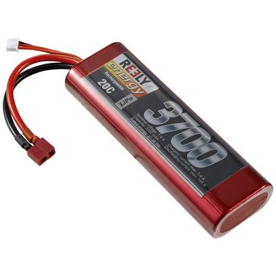 RC-batteri, röd, 3700 mAh, 20C, med flera kabelanslutningar. Lämplig för modellbygge.
