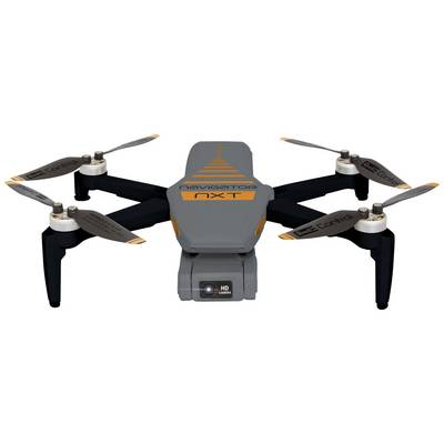 En fyrhjulig grå quadrocopter med texten 'navigator nxt' på ovansidan. Den är utrustad med ett HD-kamera framtill.