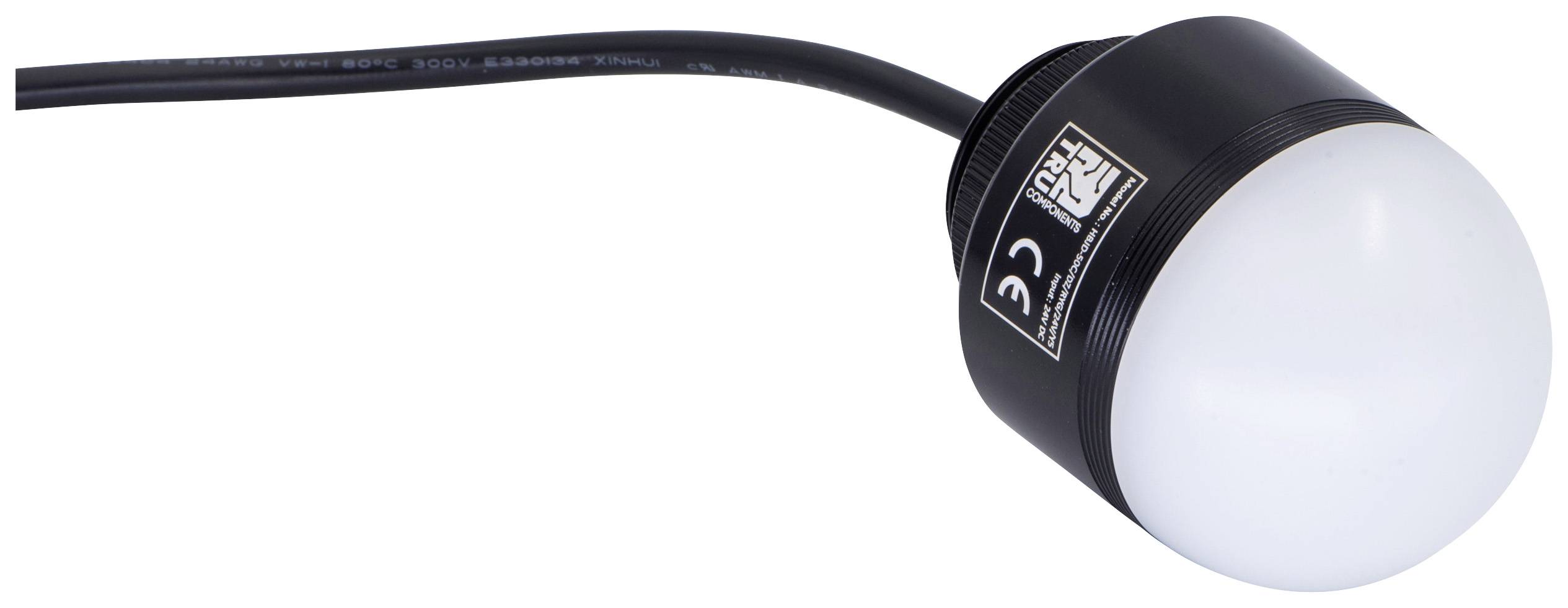 En svart, cylinderformad elektronisk enhet med kabel. Den har en ogenomskinlig, vit kupol på ena sidan.