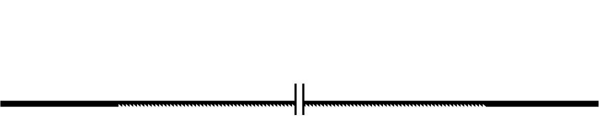 Svart, horisontell linje med två korta, vertikala linjer i mitten som dekorativt element.