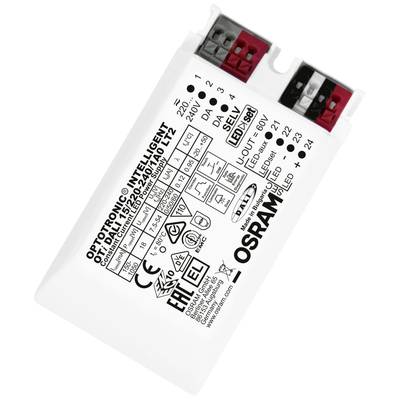 En LED-drivrutin från OSRAM, modell OTi DALI 75/220-240/24 1-4 CH. Lämplig för inomhusbruk med olika effekt- och spänningsspecifikationer.