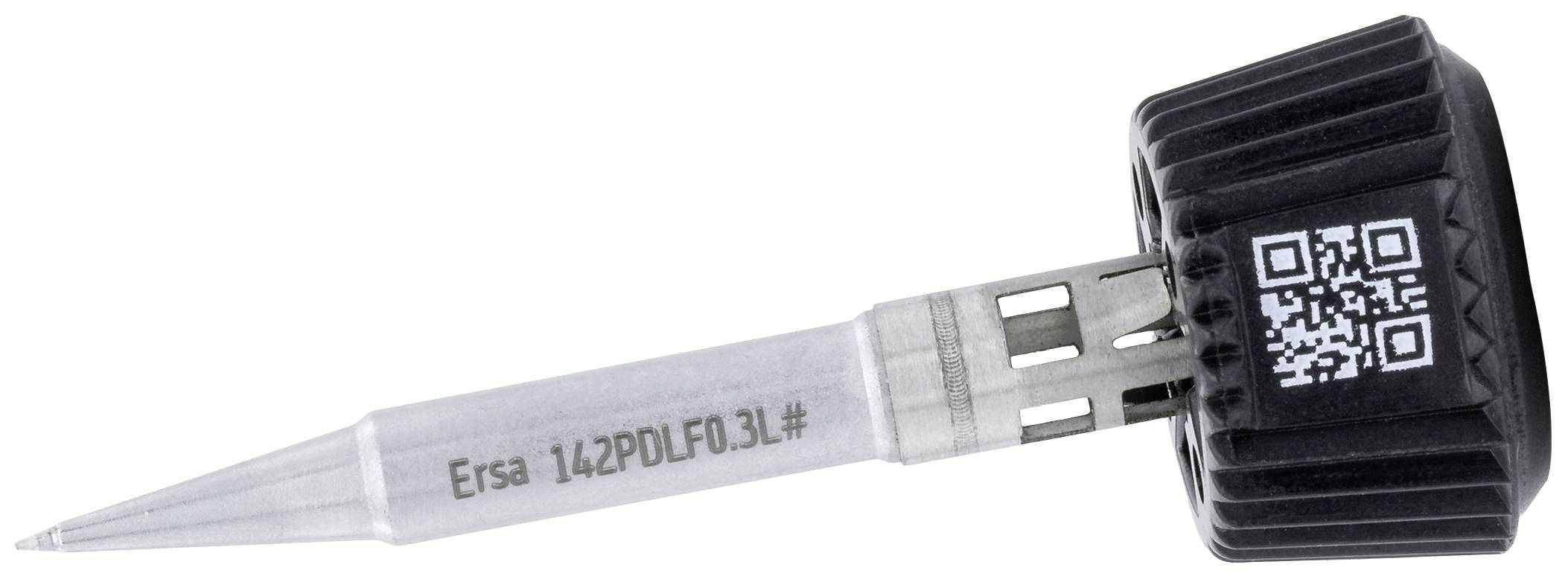 Lödspetsspets med QR-kod på den svarta huven, modellnummer 'Ersa 142PDLF0.3L#'.