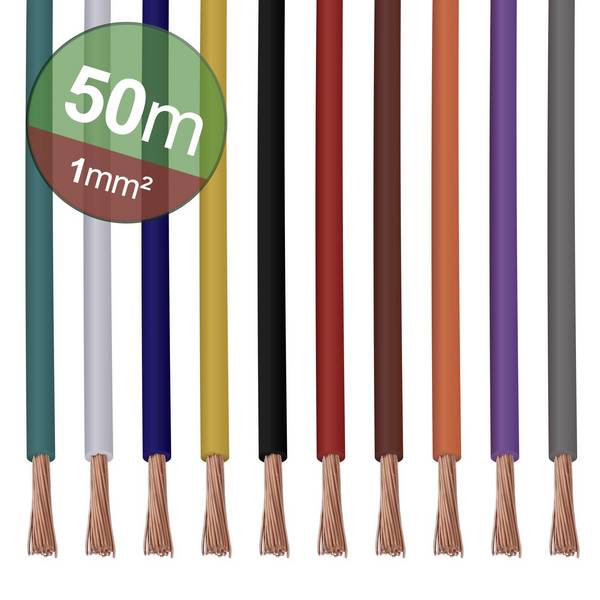 Quadrios 22CW006 Litssortiment  1 x 1.0 mm² Vit, Blå, Brun, Orange, Grön, Gul, Grå, Violett, Svart, Röd 1 set