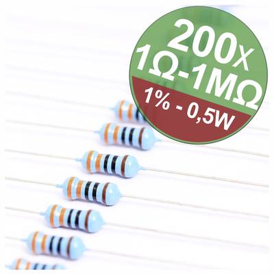 Quadrios 22P081 22P081 Metallfilmsmotstånd sortiment Axial hållmonterade 0.5 W 1 % 1 set