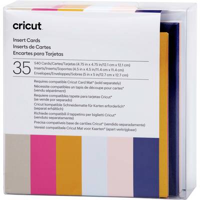Förpackning av Cricut-instickskort i olika färger. Innehåller 35 kort, kuvert, inläggskartonger. Lämplig för Cricut-skärmaskiner.