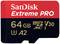 SanDisk Extreme PRO microSD-kort, 64 GB, V30, U3, A2, lämplig för 4K-videoinspelning och snabb dataöverföring.