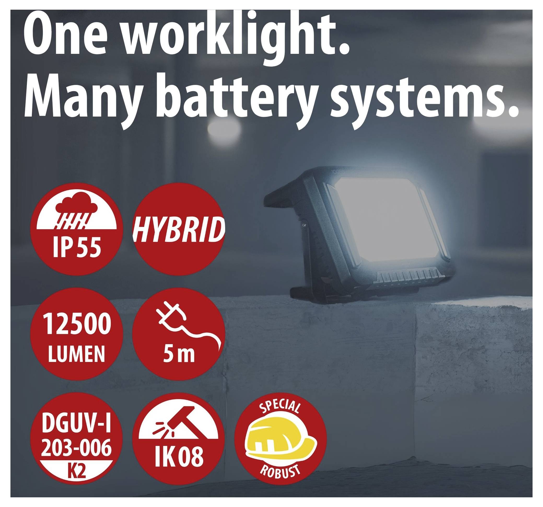 Brennenstuhl Multi batteri 10050 MH Batteridriven byggstrålkastare EEK E (A - G) 100 W 12500 lm Dagsljusvitt 1173700001-1