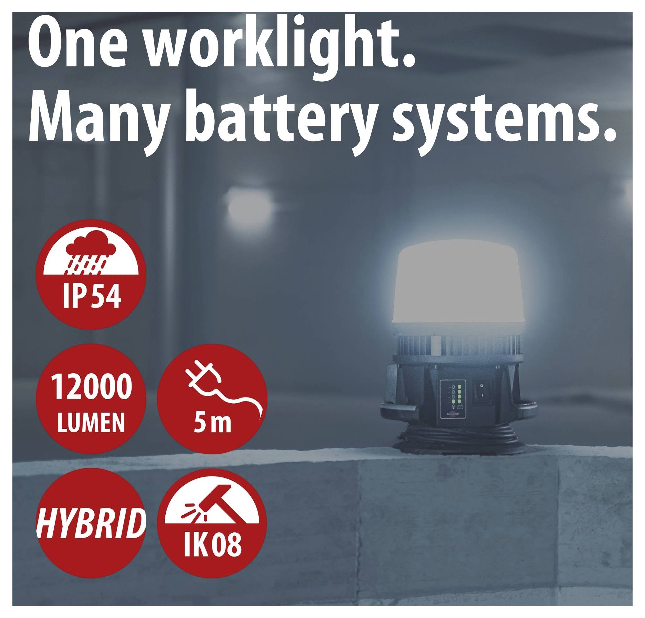 Brennenstuhl Multi batteri 12050 MH Batteridriven byggstrålkastare EEK E (A - G) 100 W 12000 lm Dagsljusvitt 1173700003-1