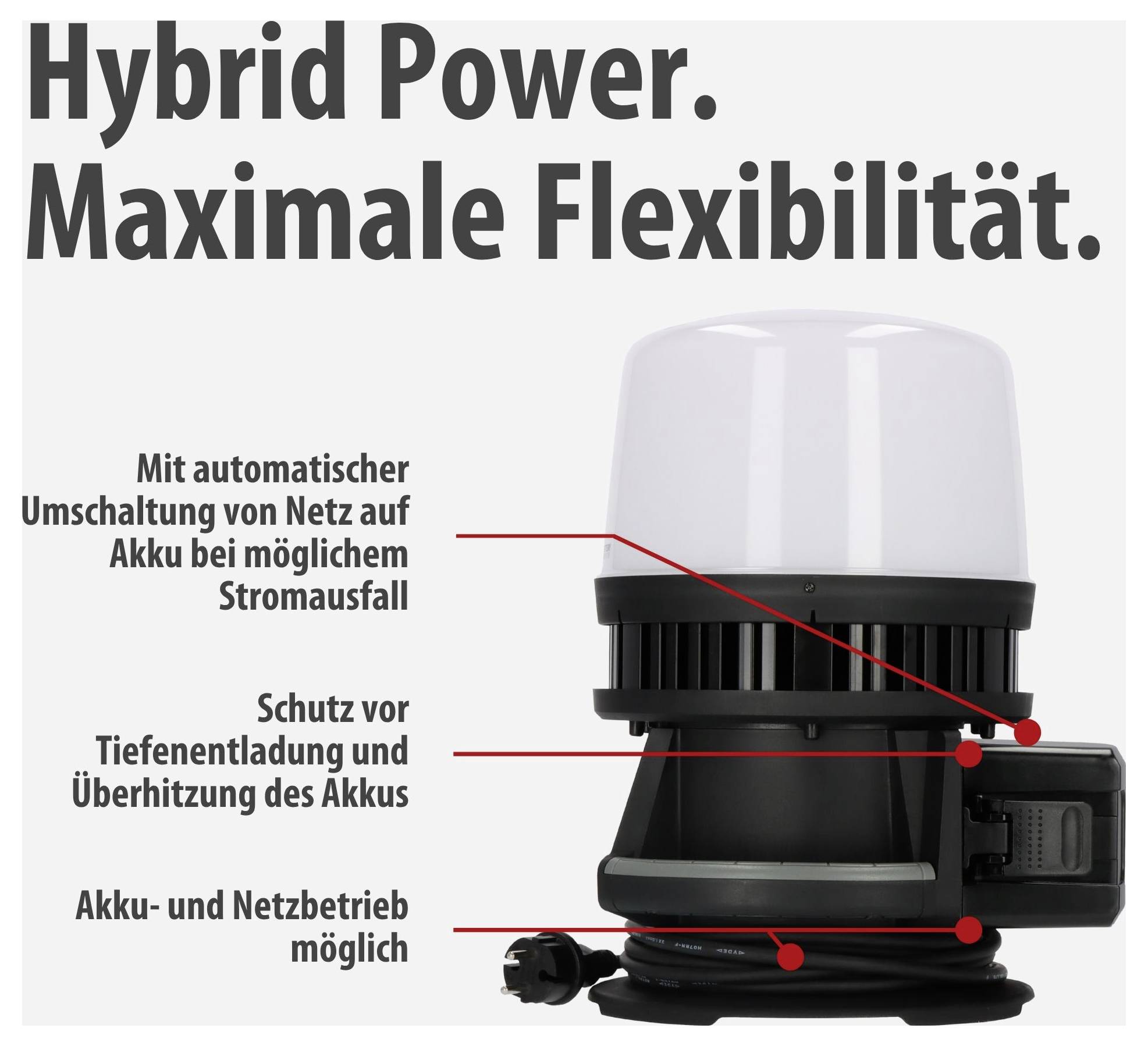 Brennenstuhl Multi batteri 12050 MH Batteridriven byggstrålkastare EEK E (A - G) 100 W 12000 lm Dagsljusvitt 1173700003-3