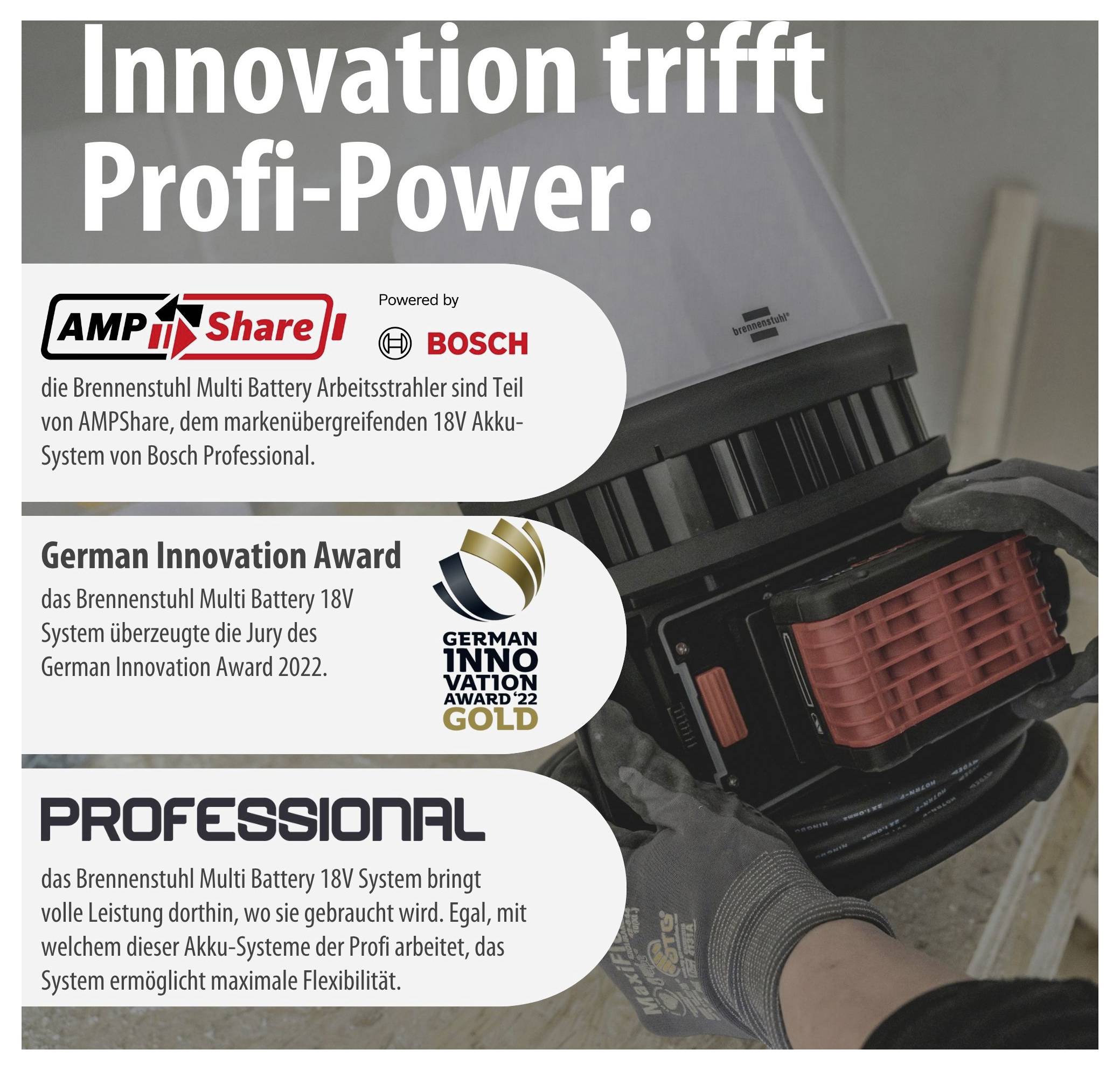 Brennenstuhl Multi batteri 12050 MH Batteridriven byggstrålkastare EEK E (A - G) 100 W 12000 lm Dagsljusvitt 1173700003-7