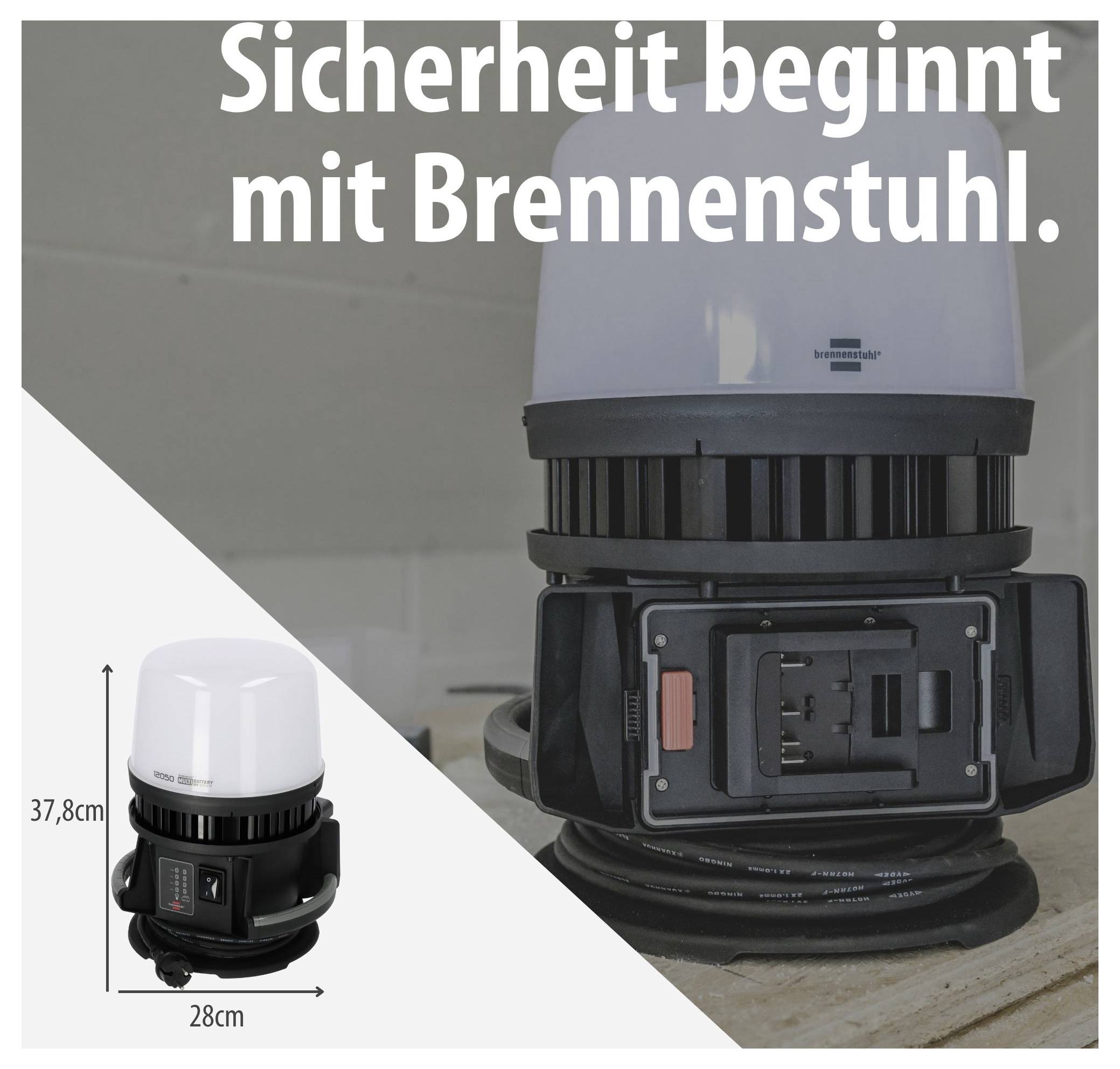 Brennenstuhl Multi batteri 12050 MH Batteridriven byggstrålkastare EEK E (A - G) 100 W 12000 lm Dagsljusvitt 1173700003-9