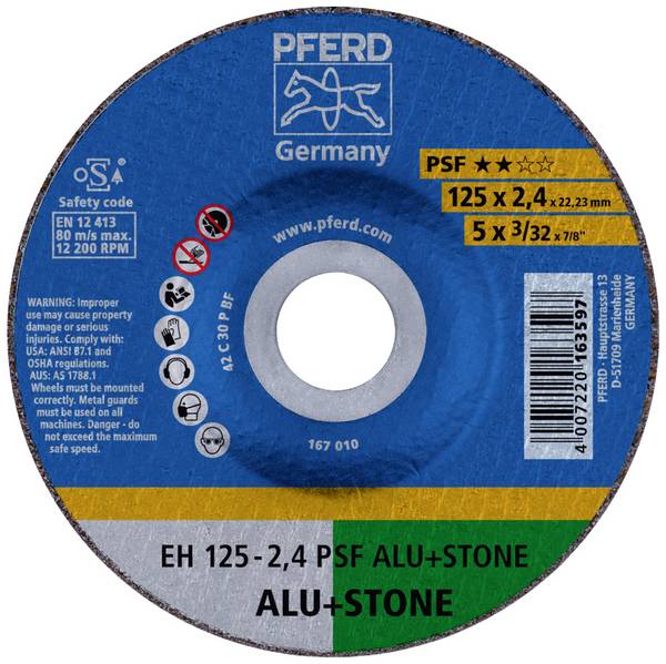 PFERD TOOLS EH 125-2,4 PSF ALU+STONE (10) 69198294 Separationspår rakt   10x 125 mm 22.23 mm 10 st