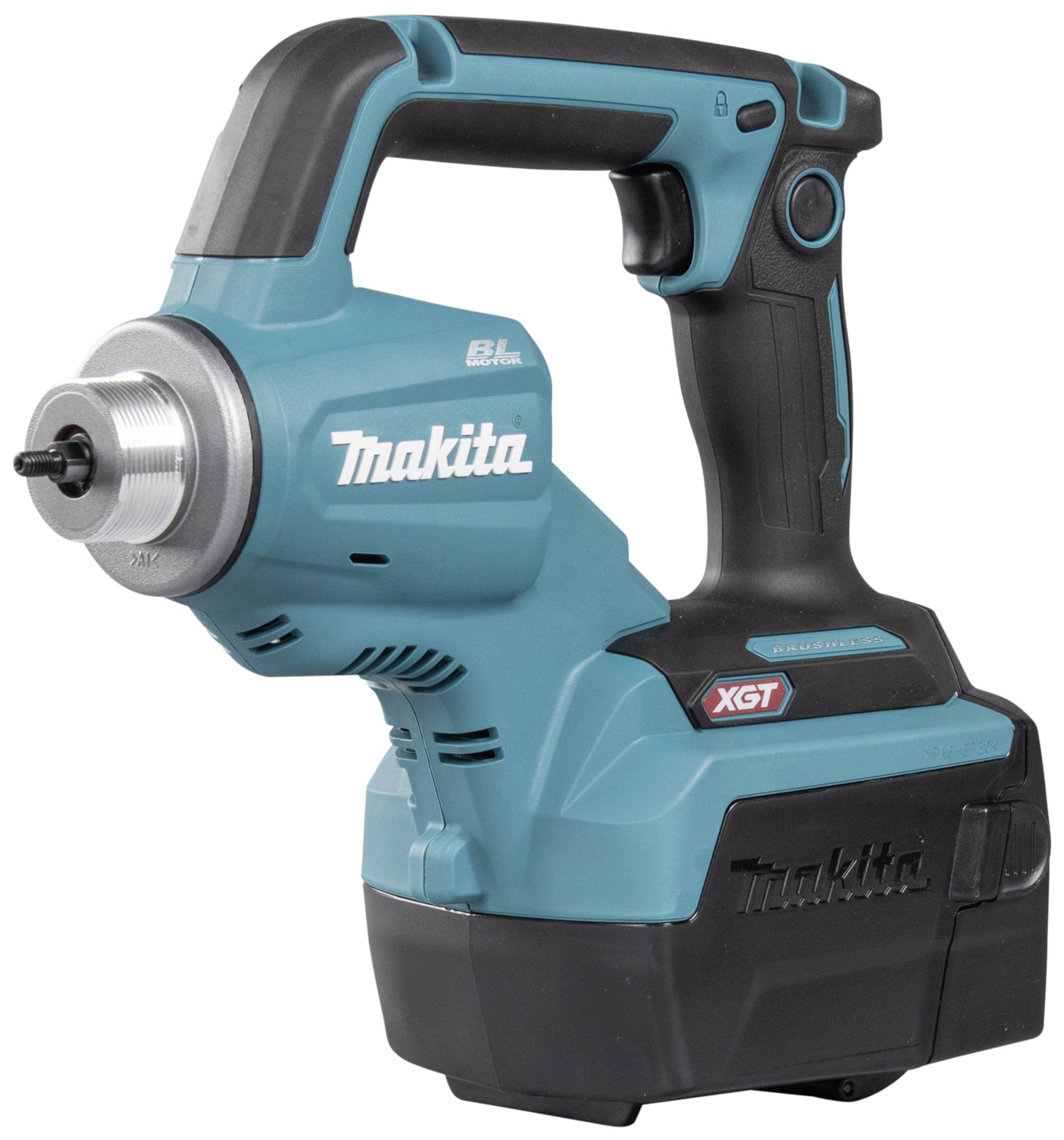Slagskruvmejsel i blå design från märket Makita, modell XGT. Den har ett ergonomiskt handtag och en kraftfull motor.
