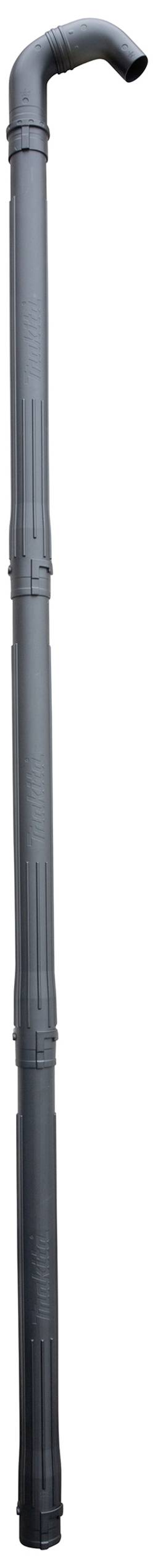 Ett långt, grått röravsnitt med en böjd ände.