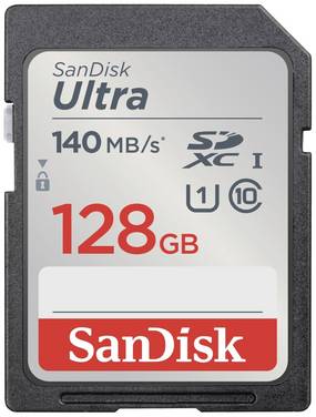 SanDisk SDXC Ultra 128GB (Class 10/UHS-I/140MB/s) SDHC-Kort  128 GB UHS-Class 1 Vattentät, stötsäker