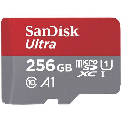 SanDisk Ultra microSD-kort, 256 GB, lämplig för smartphones, med A1-prestanda för appoptimering och snabb dataöverföring.