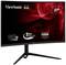 En böjd 27-tums skärm från ViewSonic med 165 Hz uppdateringsfrekvens, 1 ms reaktionstid och 1500R-böjning, svart ram.