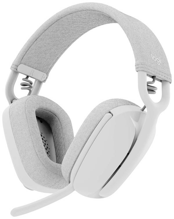 Logitech ZONE VIBE 100  Over Ear-hörlurar Bluetooth Stereo Vit Brusreducering för mikrofon, Brusreducering Volymkontroll, Mikrofonljudavstängning