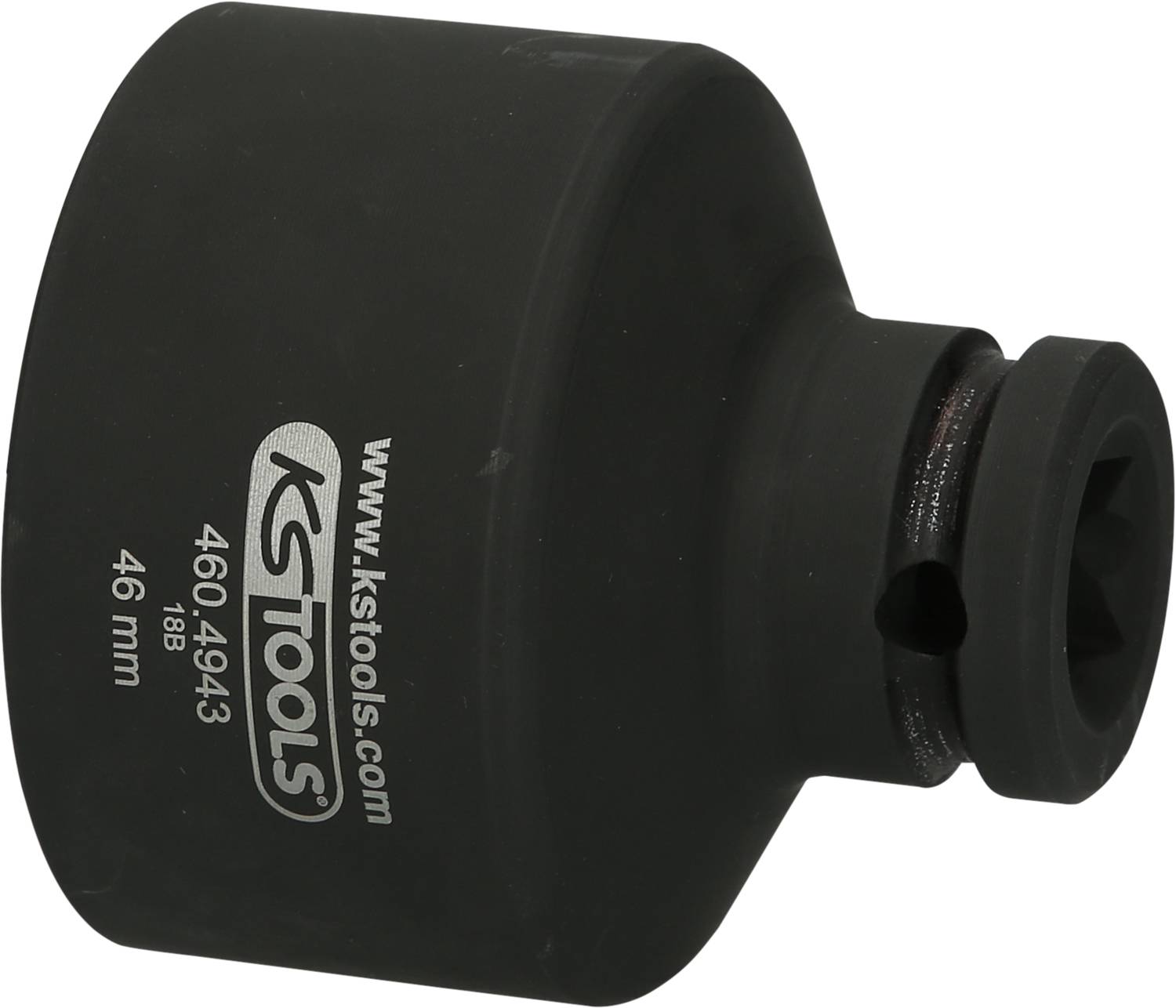 Svart hylsnyckel från KS Tools, 46 mm, lämplig för stora muttrar och skruvar. Perfekt för professionell användning.