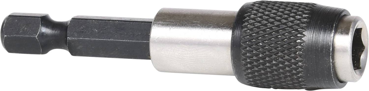 Bitadapter med sexkantsskaft av metall, räfflat grepp och magnetisk spets.