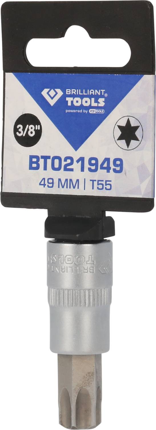 'Brilliant Tools BT021949 T55 Torx-Bit, 49 mm längd, 3/8" fäste.'