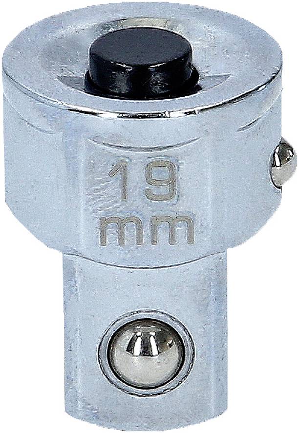 19 mm metalladapter med låsknapp och kula för verktyg. Huvudsakligen avsedd för sammankoppling av delar inom mekaniken.