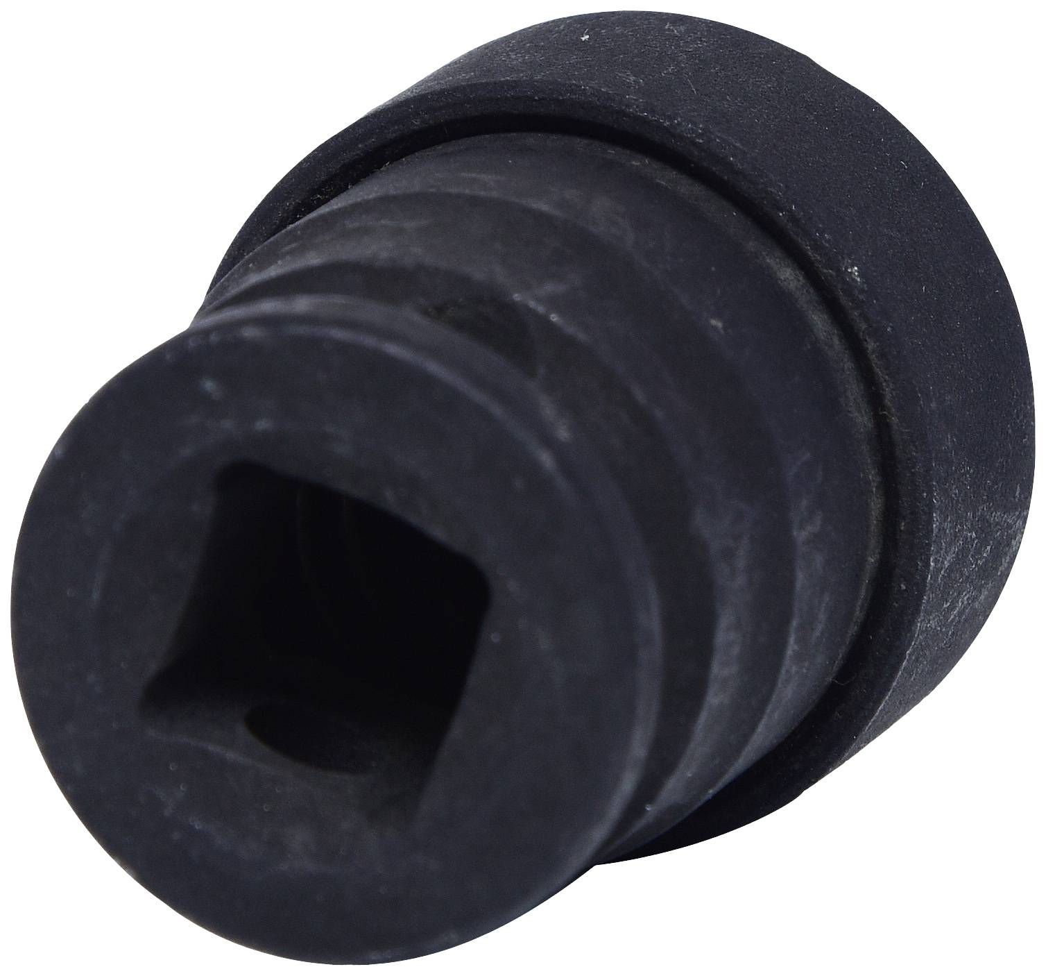 En svart gummiadapter med sexkantig inneröppning, möjligen använd som skyddskåpa eller fäste i maskinteknikapplikationer.