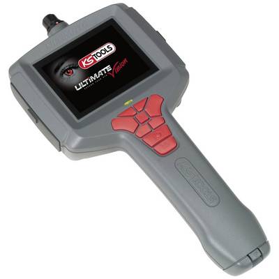 En bärbar, grå inspektionsenhet med skärm och röda kontroller. Skärmen visar logotypen 'KS Tools Ultimate Vision'.