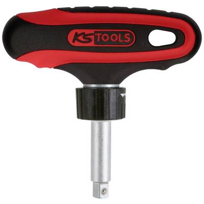 En T-handtag vridmomentsnyckel från KS Tools med röd och svart handtag, lämplig för precisionsåtdragning av skruvar.