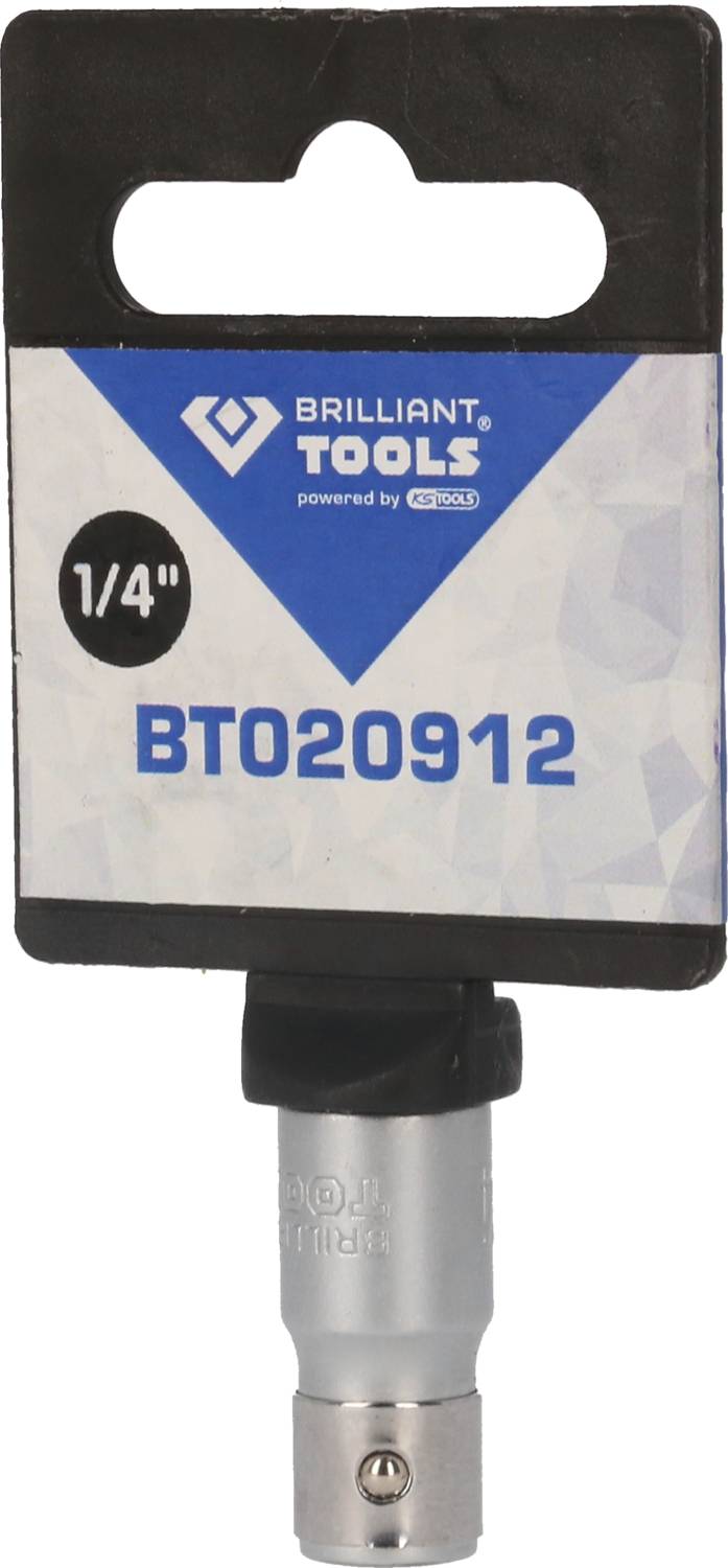 'Brilliant Tools BT020912' Sexkantsnyckel, 1/4 tum, säljs i förpackning med produkt- och varumärkesinformation.