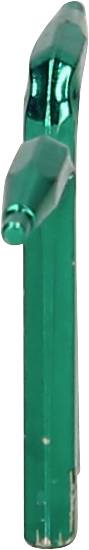 En grönskimrande, tvåarmad kakform i form av en liten gran.