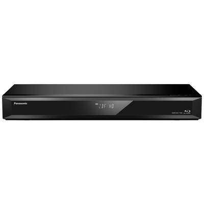 Svart Panasonic Blu-ray-spelare med digital display i mitten och varumärkets logotyp längst ner till höger.