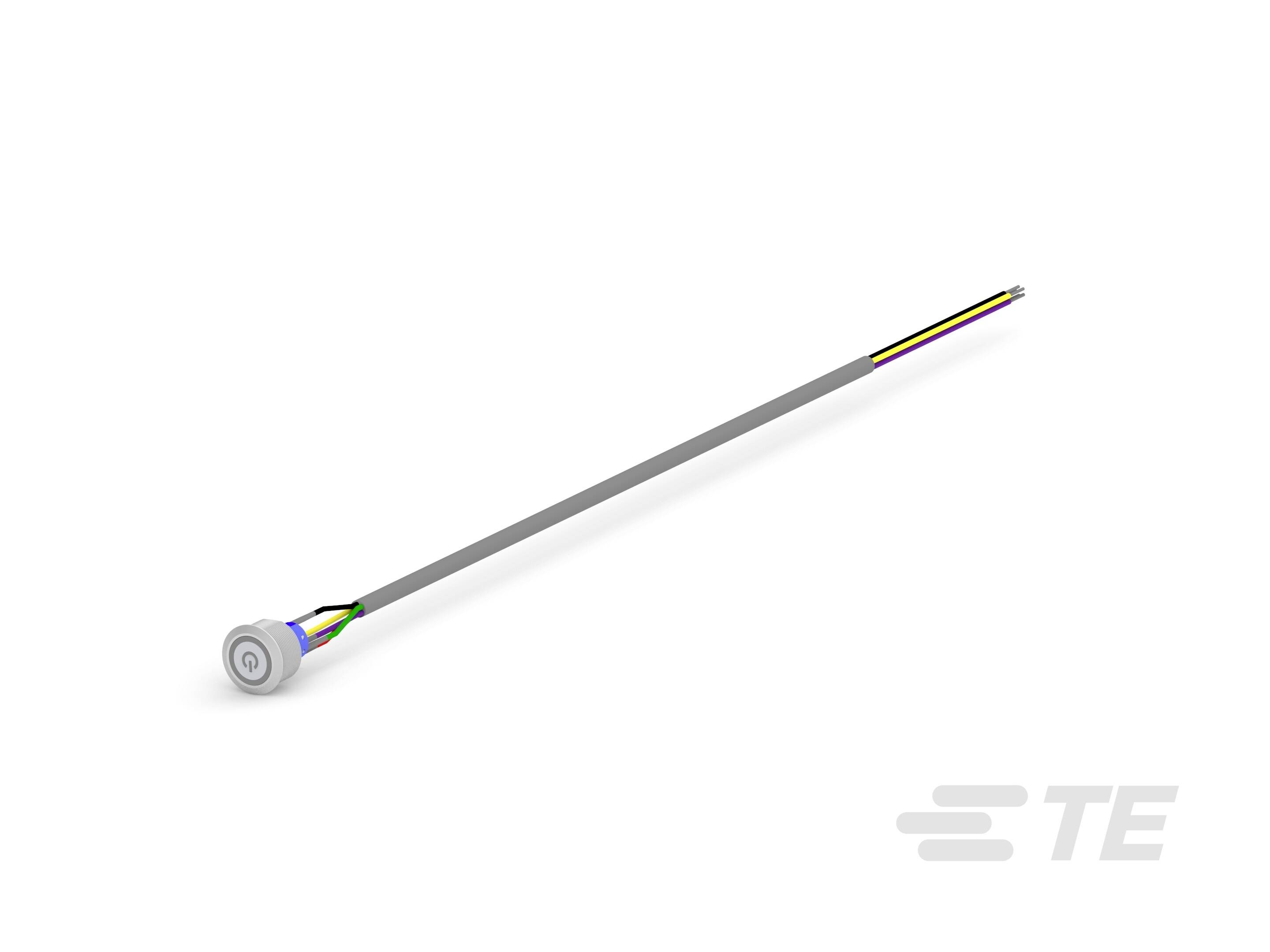 En multipolär elektrisk kontakt med långa, färgglada kablar, lämplig för tekniska tillämpningar och anslutningar i elektroniska enheter.